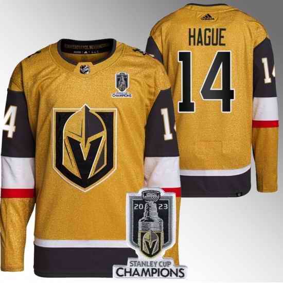 Men Women Youth Vegas Golden Knights #14 Nicolas Hague Gold 2023 Stanley Cup Champions Stitched Jersey